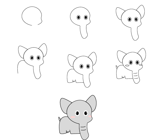 Zeichne einen einfachen Elefanten (1) zeichnen ideen