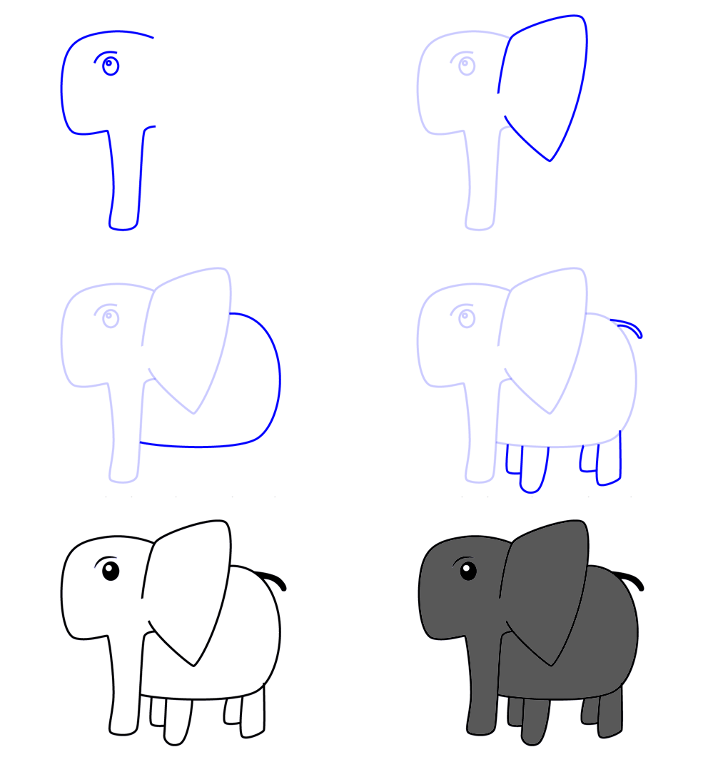Zeichne einen einfachen Elefanten (2) zeichnen ideen