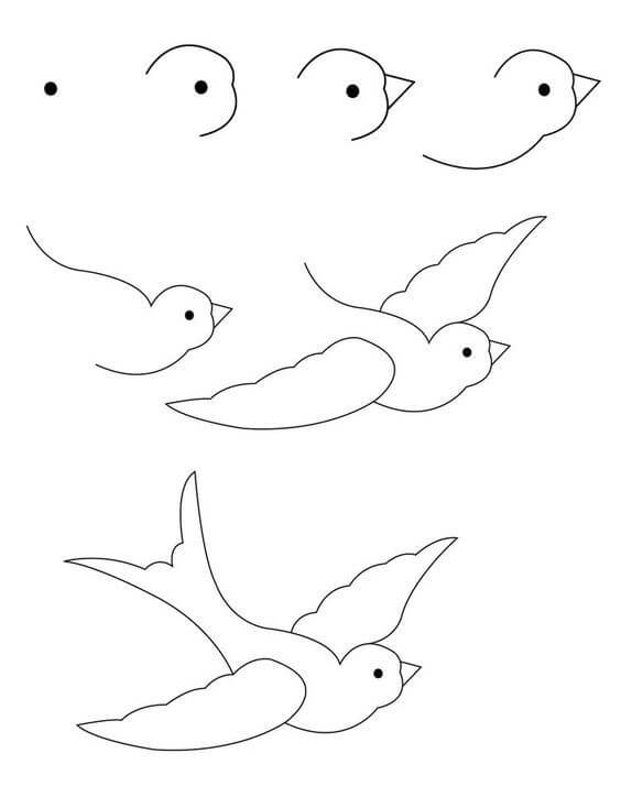 Zeichnen Lernen Zeichne einen einfachen Vogel