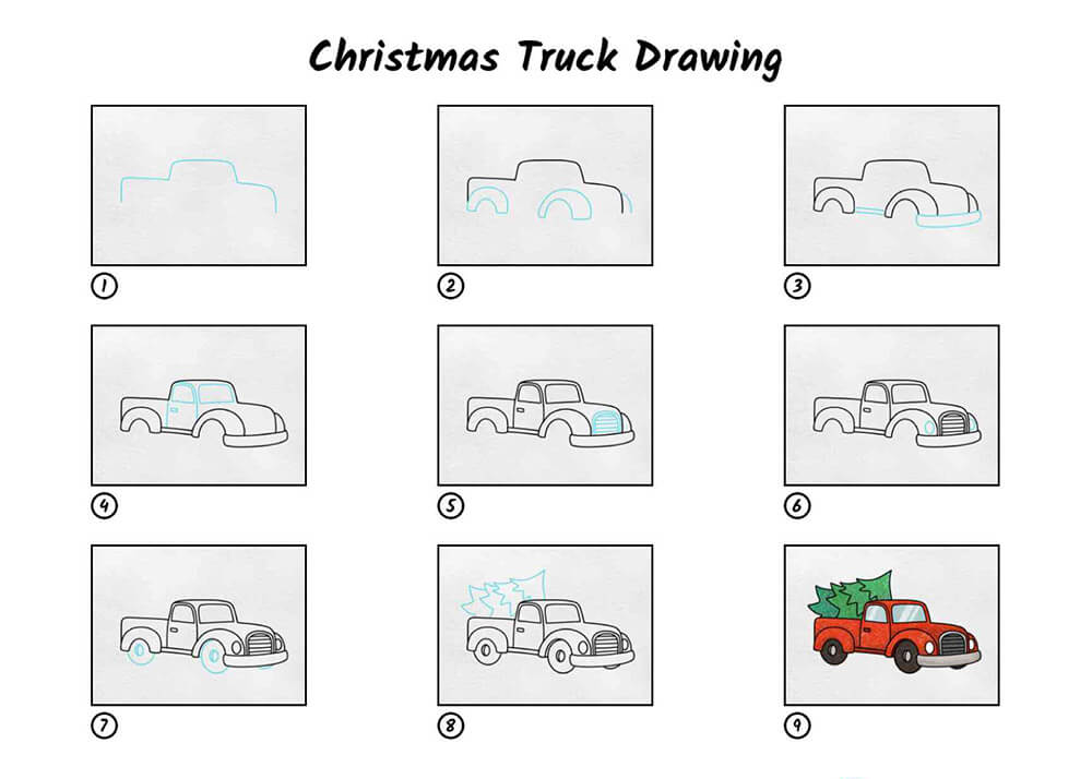 Ein Weihnachtstruck zeichnen ideen