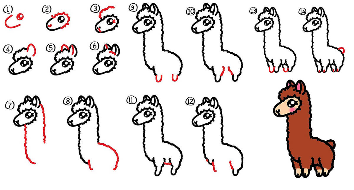 Eine Lama-Idee 6 zeichnen ideen