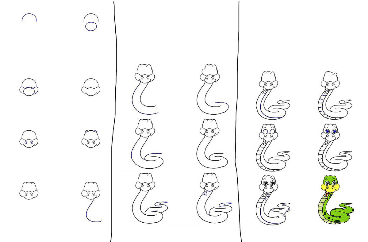 Eine Schlangenidee 10 zeichnen ideen