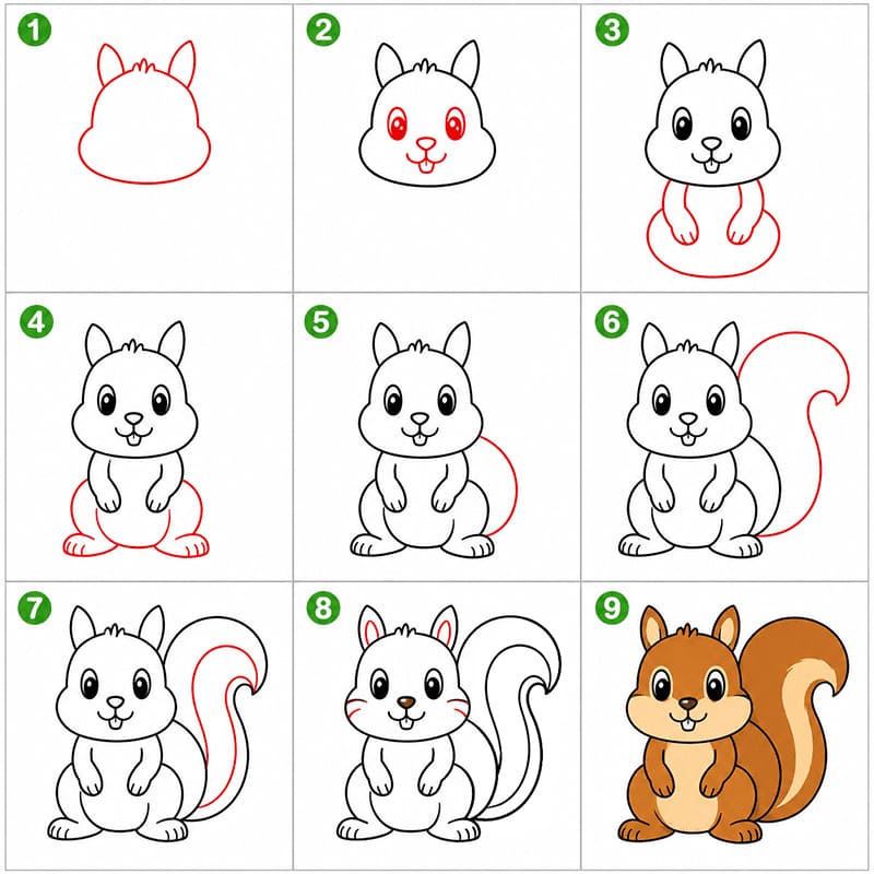 Liebliches Eichhörnchen zeichnen ideen