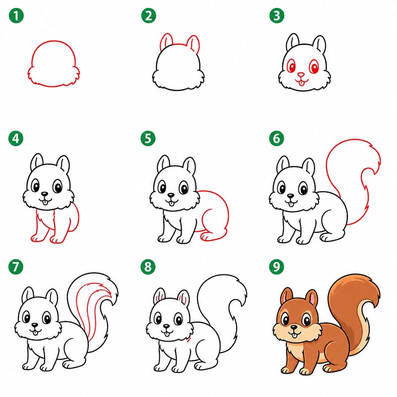 Stehendes Eichhörnchen zeichnen ideen