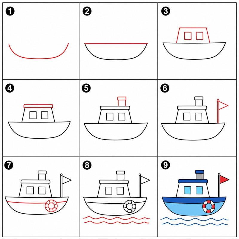 Einfaches Boot zeichnen ideen