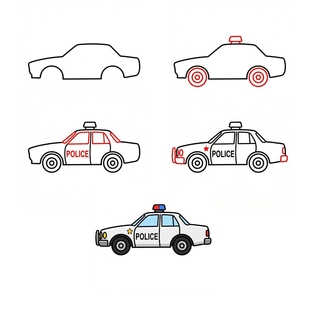 Einfaches Polizeiauto zeichnen ideen