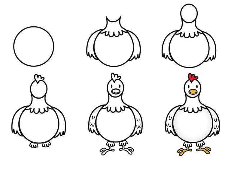 Zeichnen Lernen Hühneridee (3)