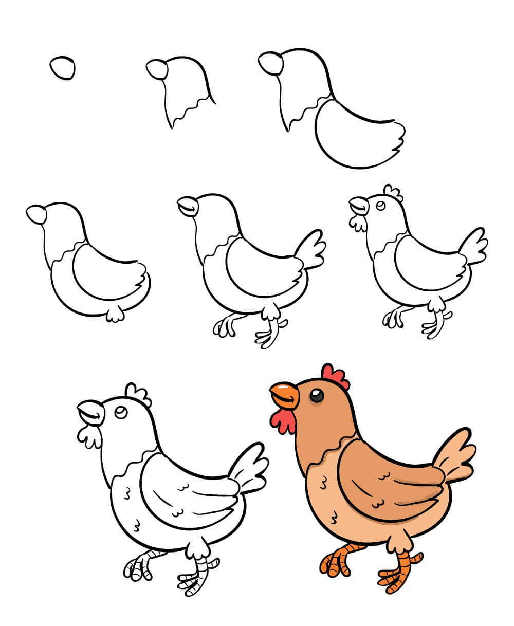 Zeichnen Lernen Hühneridee (5)