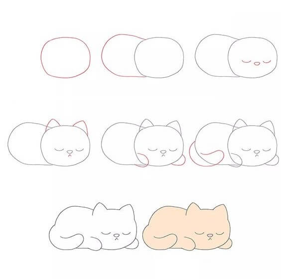 Zeichnen Lernen Ideen für Katzen (19)