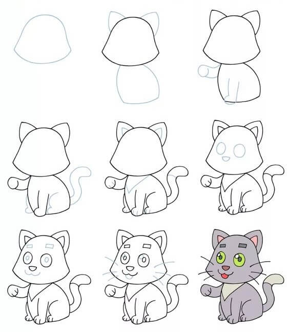 Zeichnen Lernen Ideen für Katzen (21)