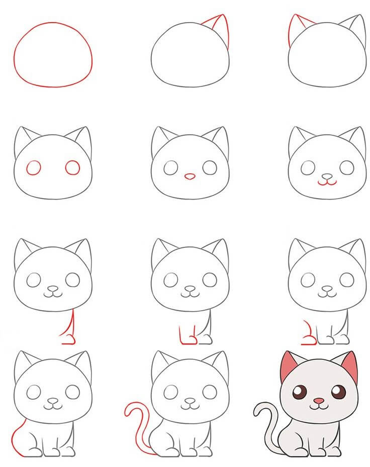 Zeichnen Lernen Ideen für Katzen (22)