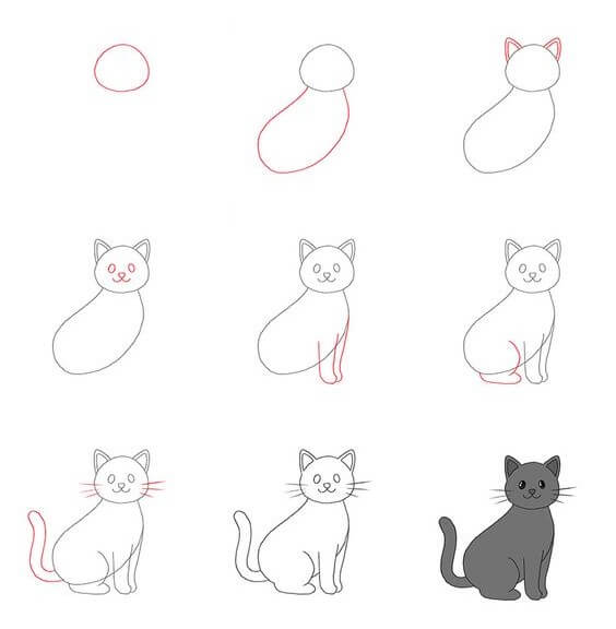 Zeichnen Lernen Ideen für Katzen (23)