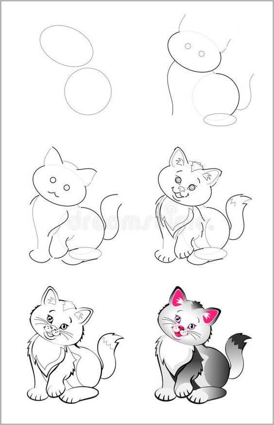 Zeichnen Lernen Ideen für Katzen (35)