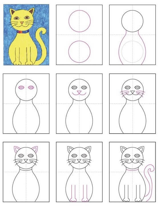 Zeichnen Lernen Ideen für Katzen (41)