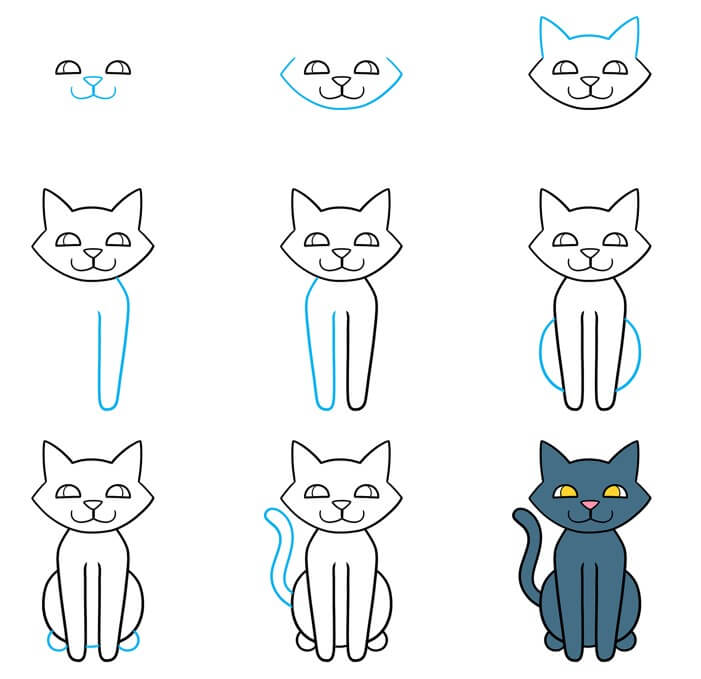 Zeichnen Lernen Ideen für Katzen (58)