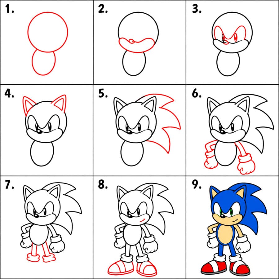 Lächelnder Sonic zeichnen ideen