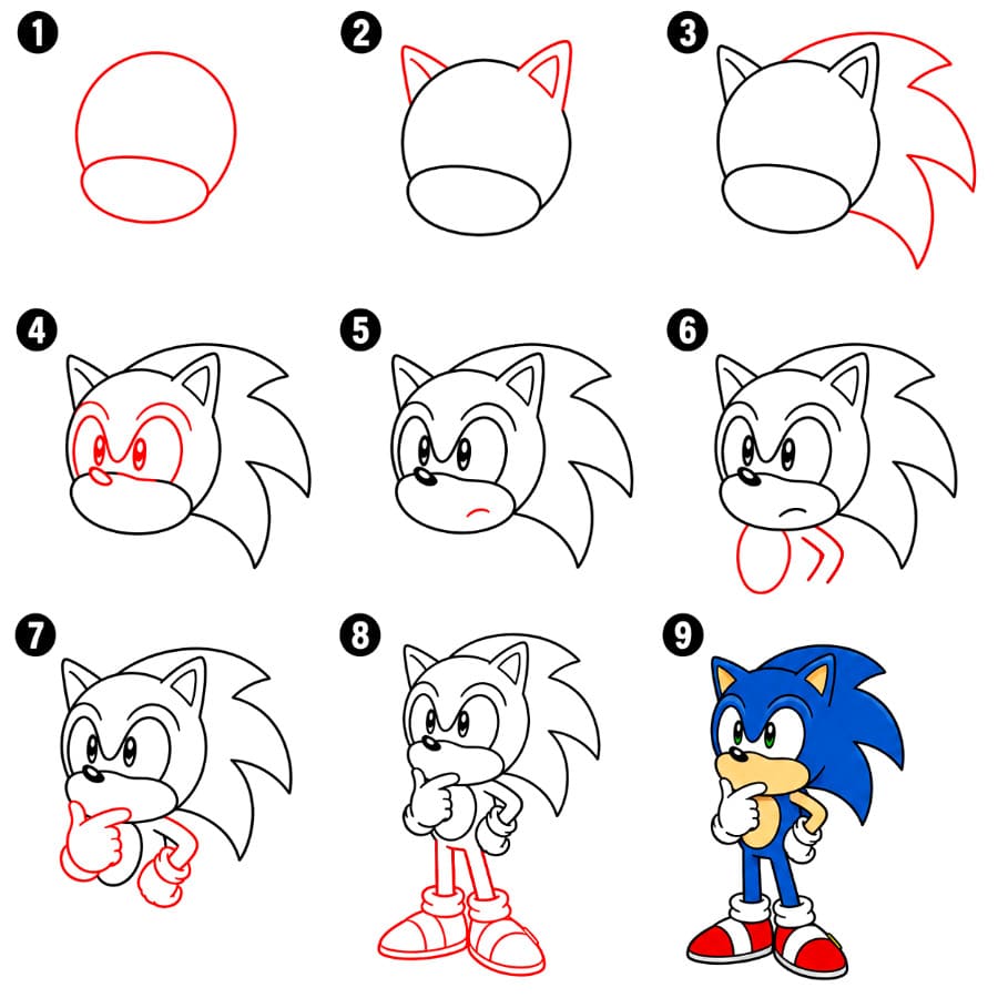 Nachdenklicher Sonic zeichnen ideen