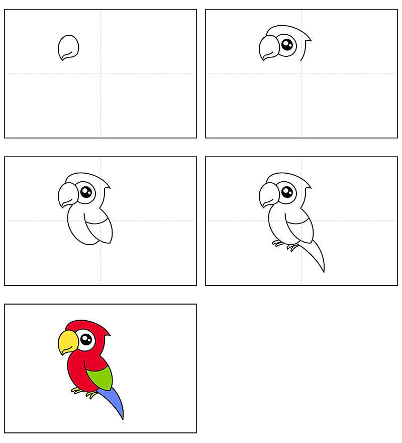 Papagei-Idee 12 zeichnen ideen
