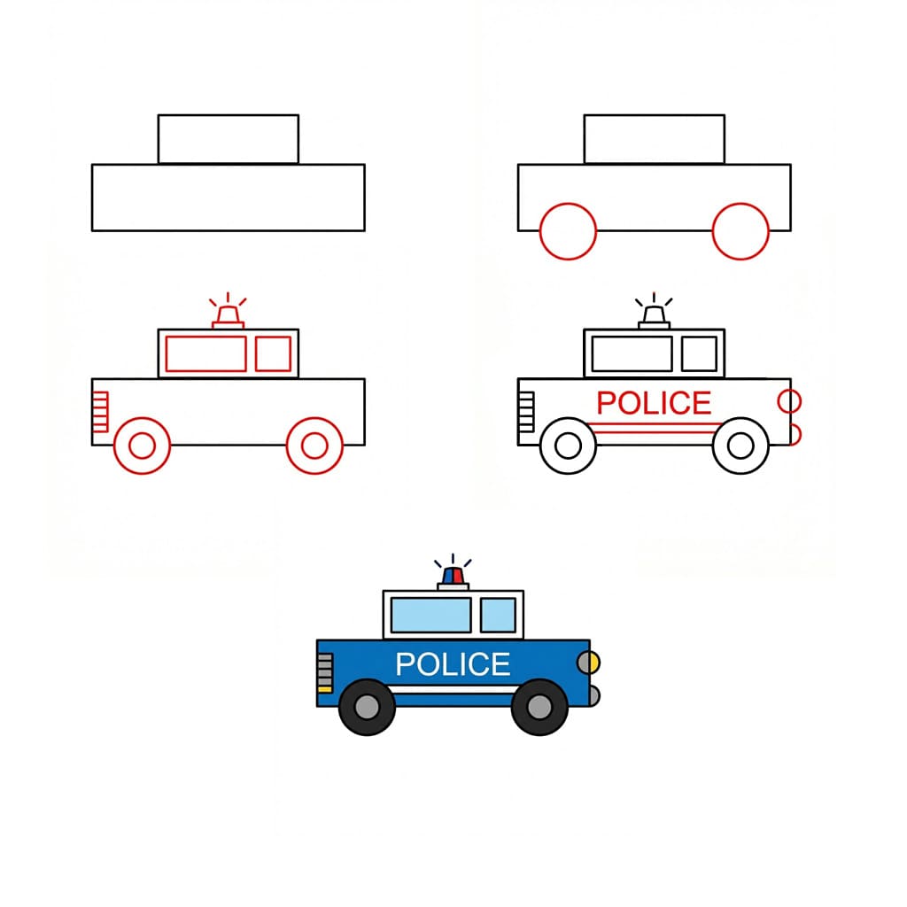 Polizeiauto mit Sirene zeichnen ideen