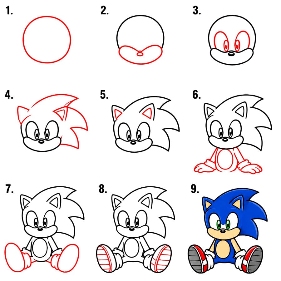 Sitzender Sonic zeichnen ideen