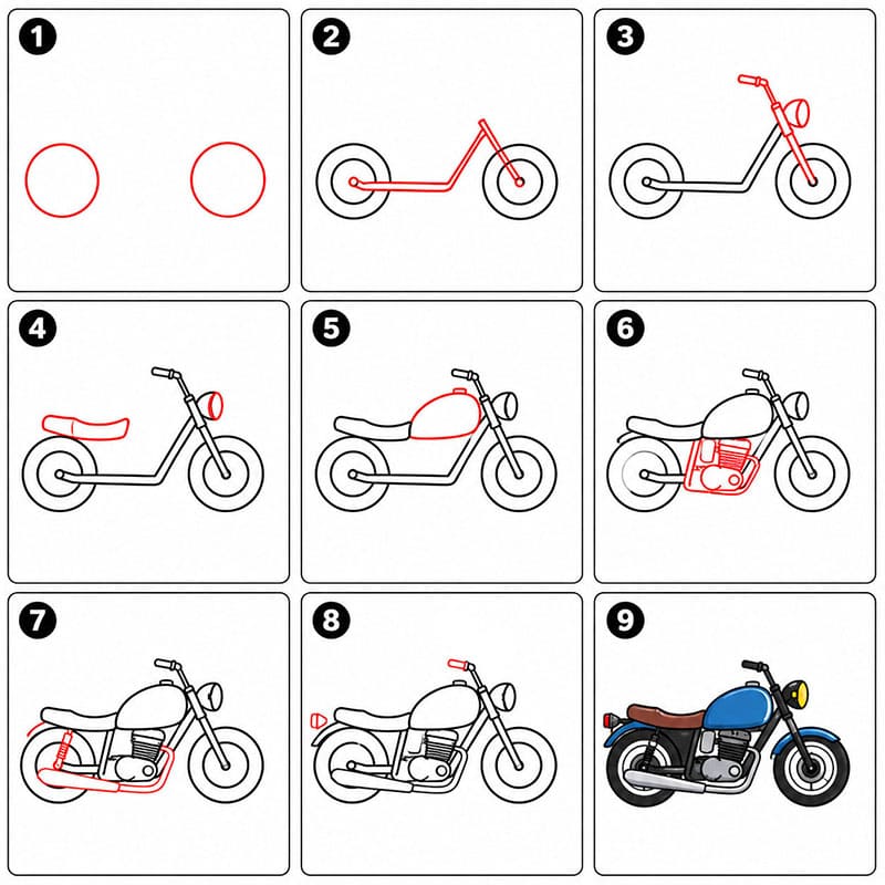 Blaues Motorrad zeichnen ideen