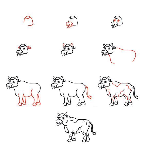 Cartoon-Kuh zeichnen ideen