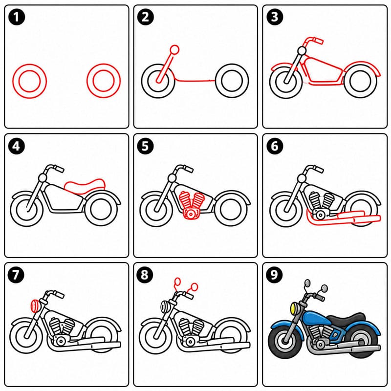 Chopper Motorrad zeichnen ideen