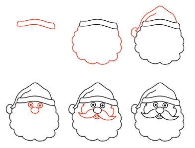 Der Kopf des Weihnachtsmanns zeichnen ideen