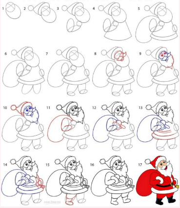 Ein detaillierter Weihnachtsmann zeichnen ideen