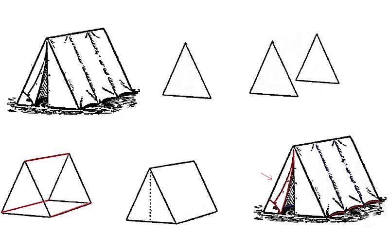 Ein langes, dreieckiges Zelt zeichnen ideen