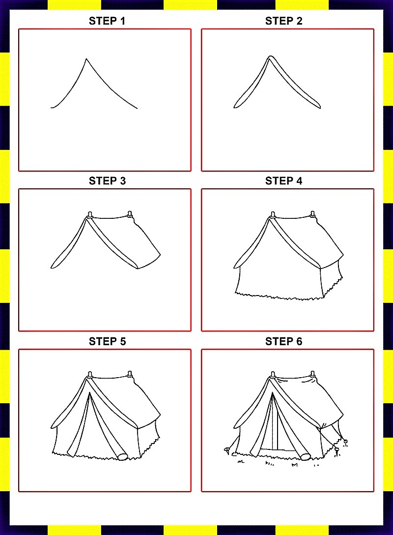 Ein Zelt in Form eines Hauses zeichnen ideen