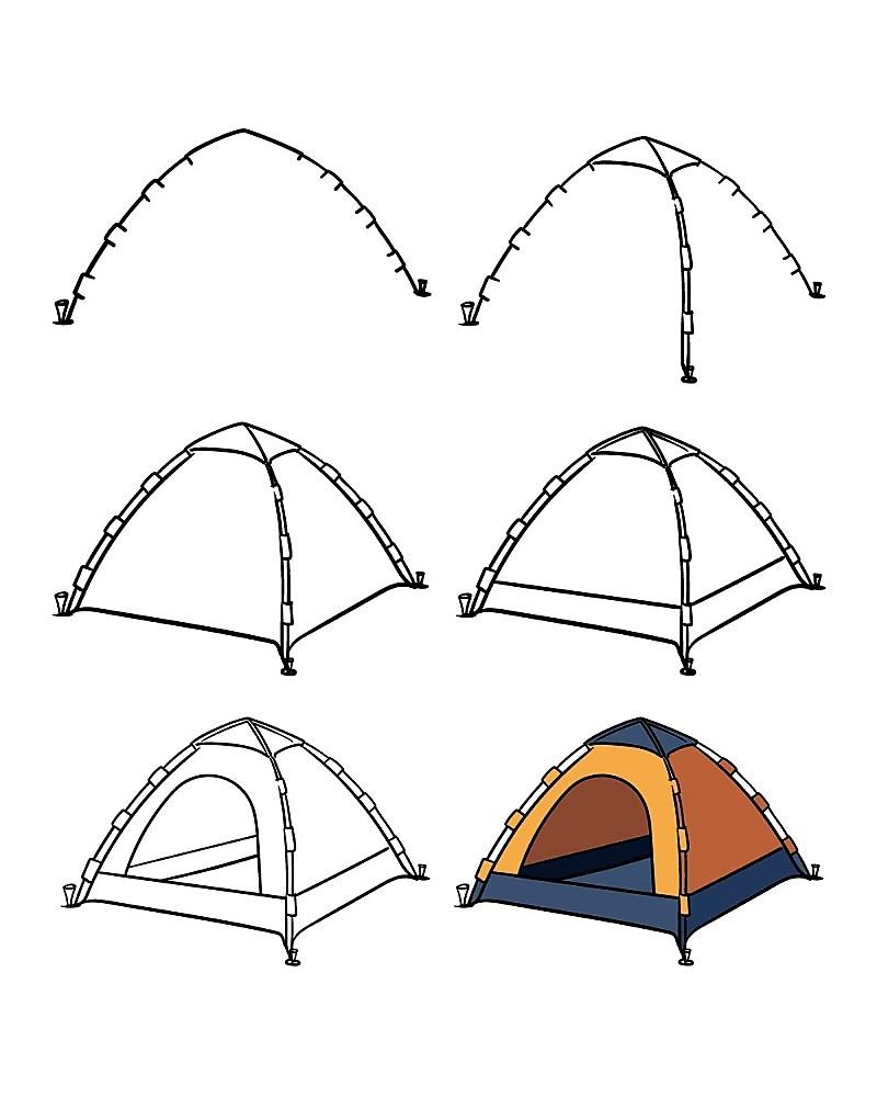 Ein Zelt mit Schießgestell zeichnen ideen