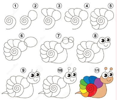 Eine 7-Farben-Schnecke zeichnen ideen