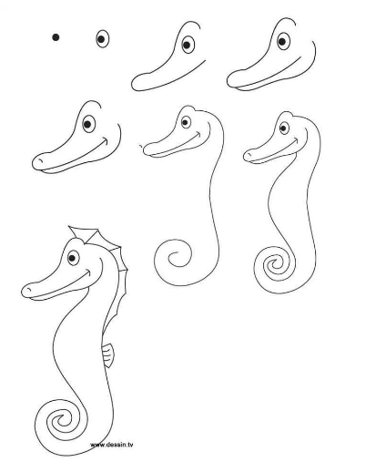 Einfaches Seepferdchen zeichnen ideen