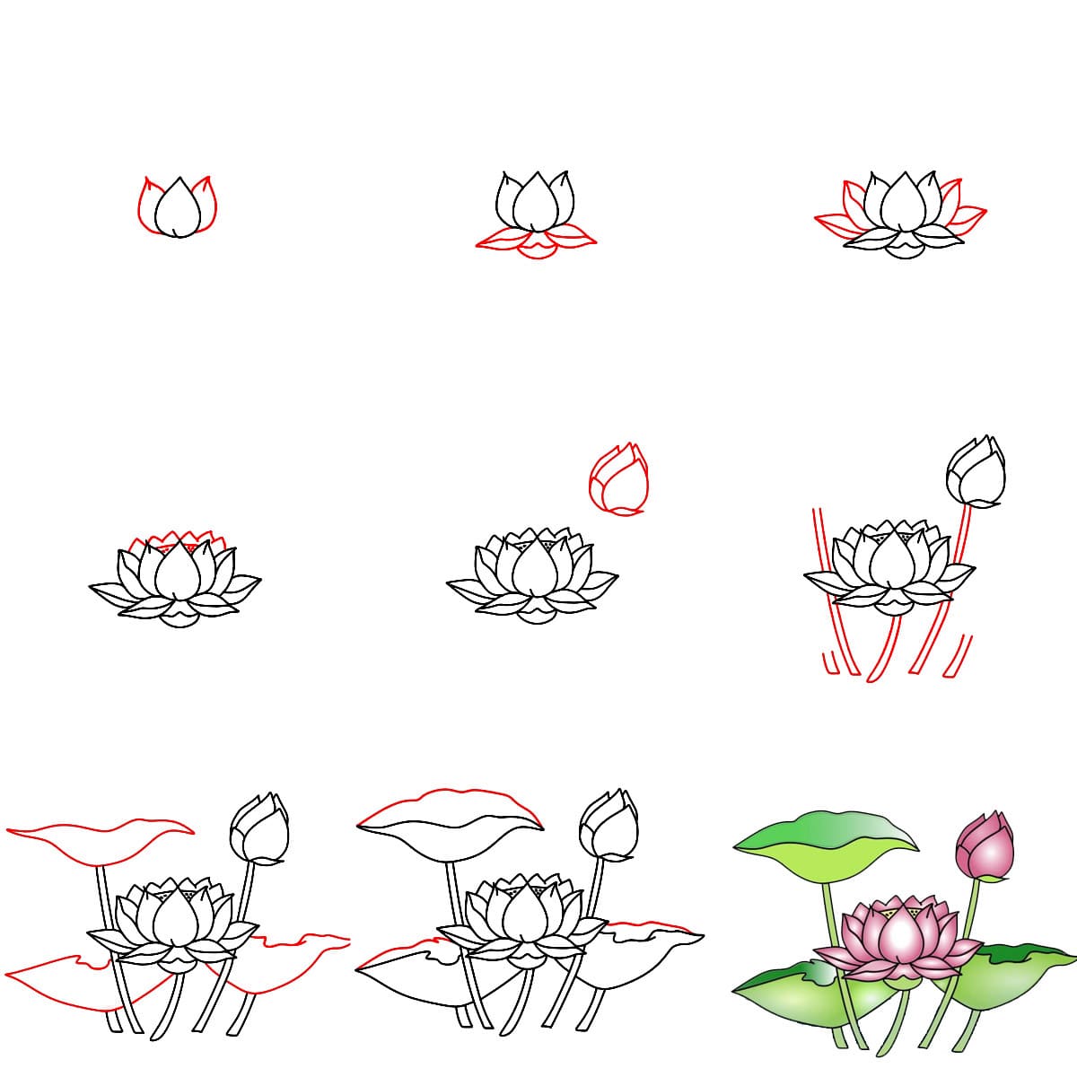 Friedlicher Lotus zeichnen ideen