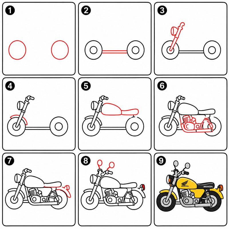 Gelbes Motorrad zeichnen ideen