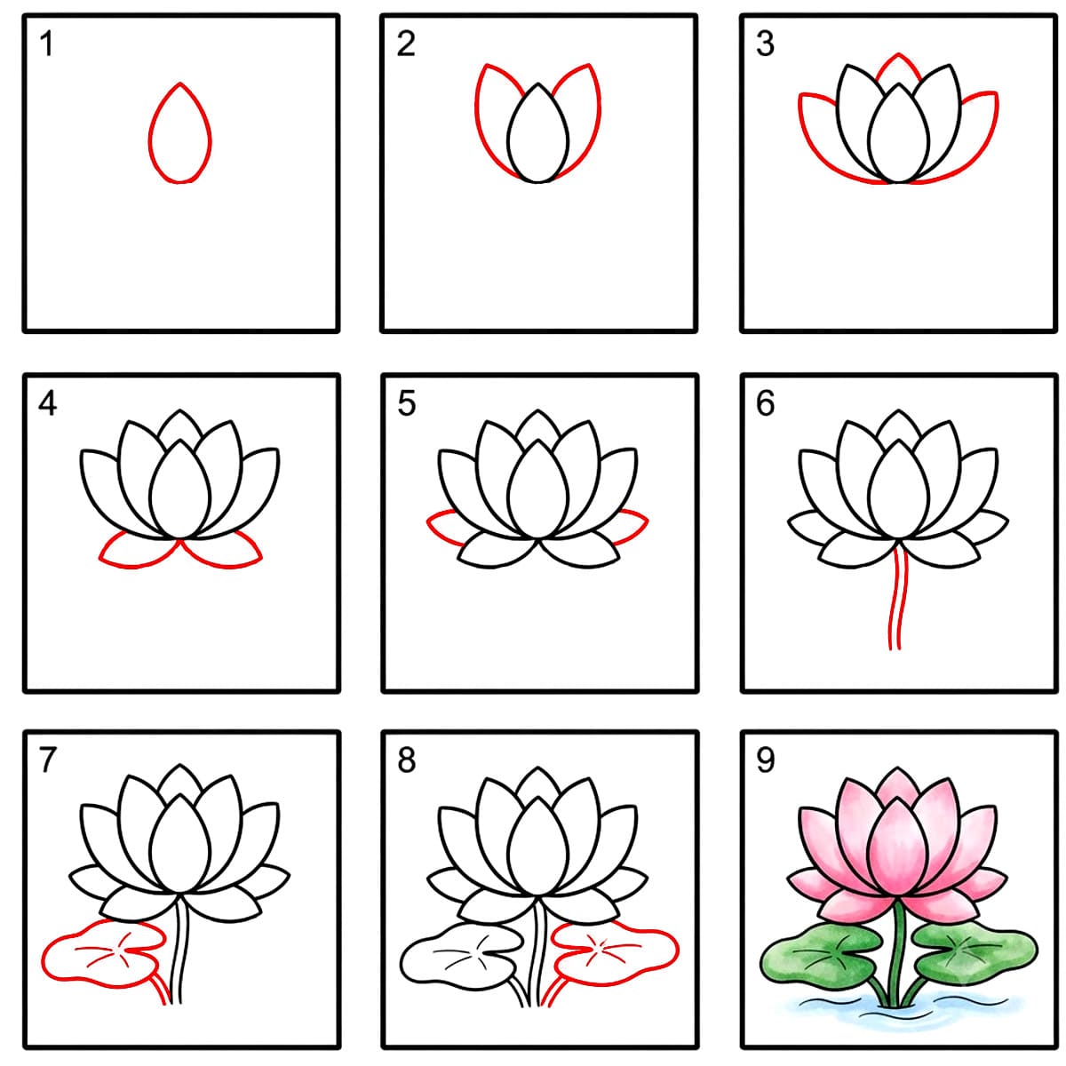 Geschichteter Lotus zeichnen ideen
