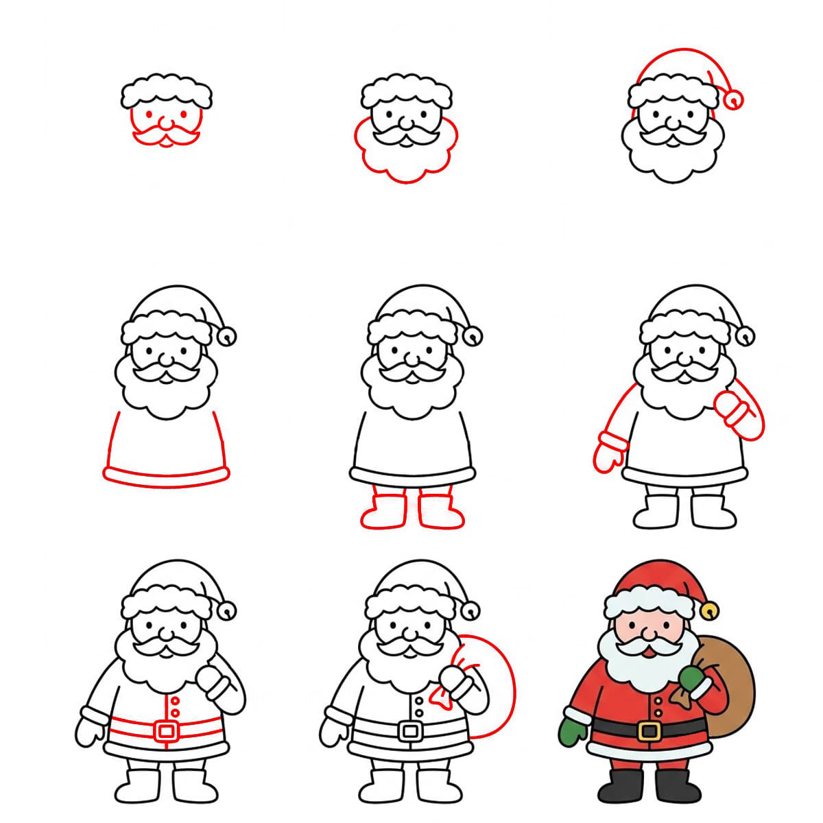 Gratis Weihnachtsmann zeichnen ideen