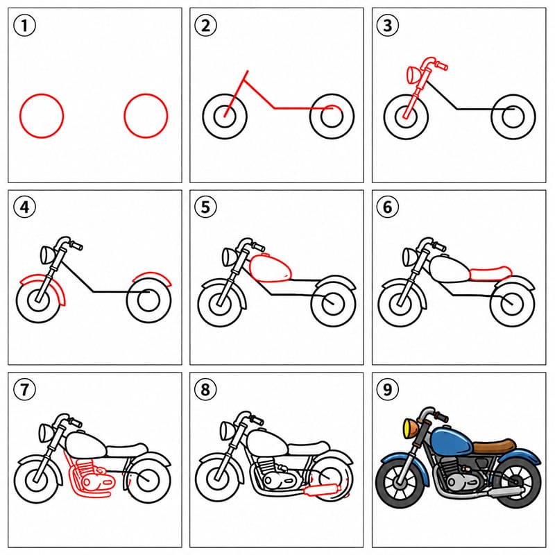 Klassisches Motorrad zeichnen ideen
