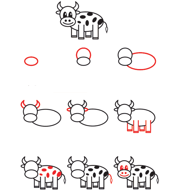 Kuh für Kinder zeichnen ideen