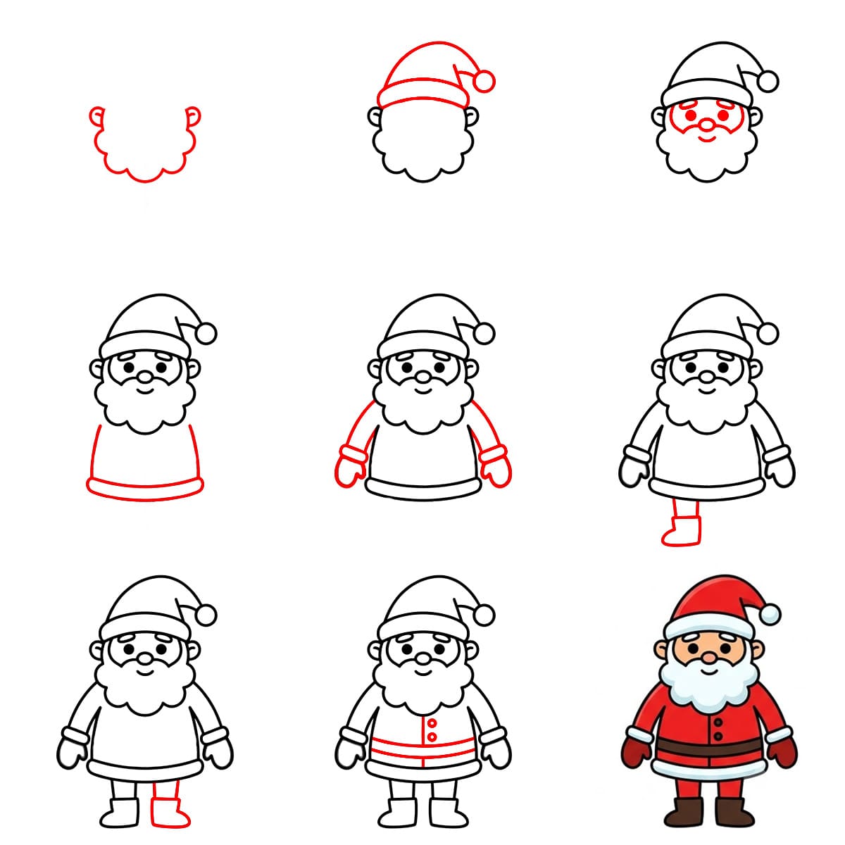 Lächelnder Weihnachtsmann zeichnen ideen