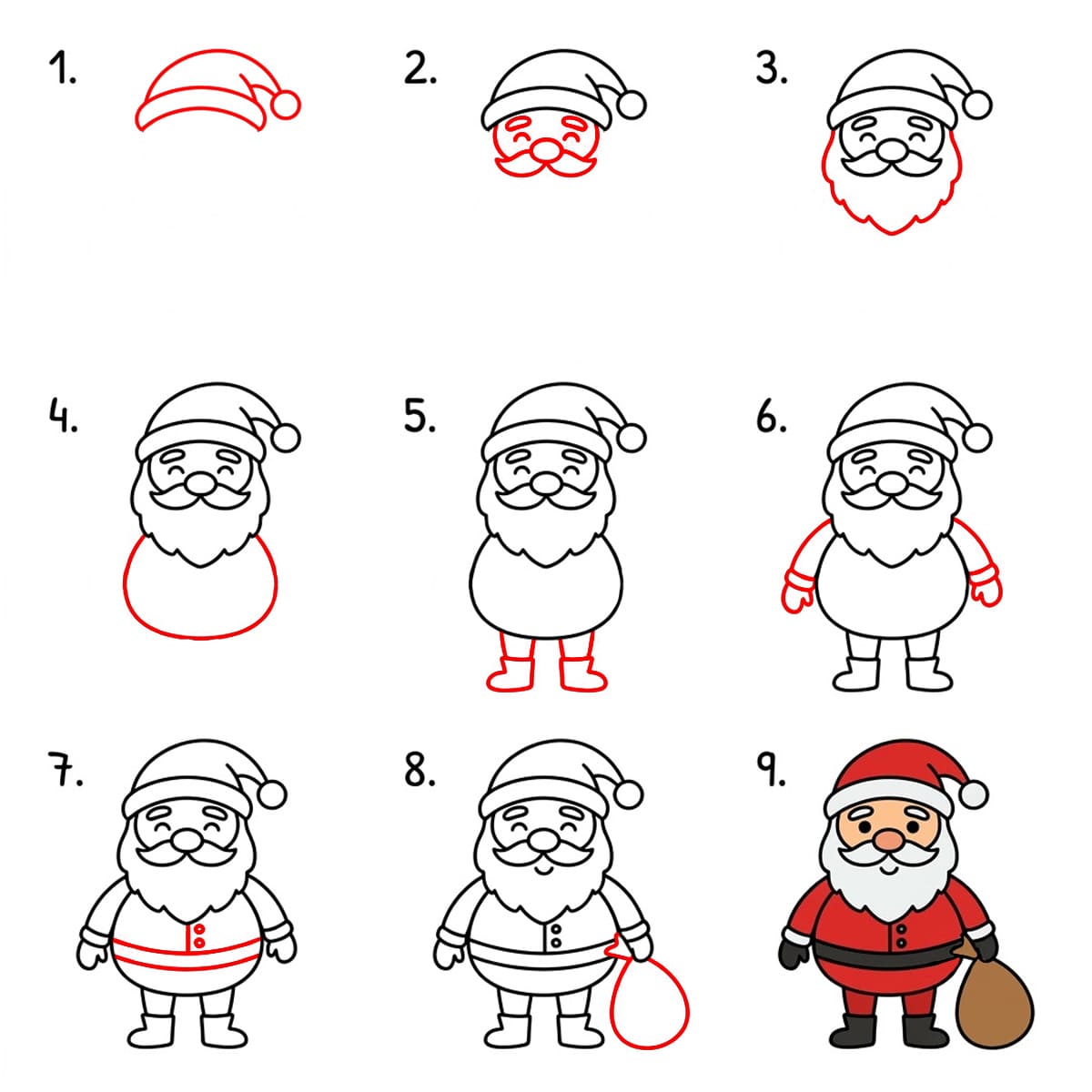 Leichter Weihnachtsmann zeichnen ideen