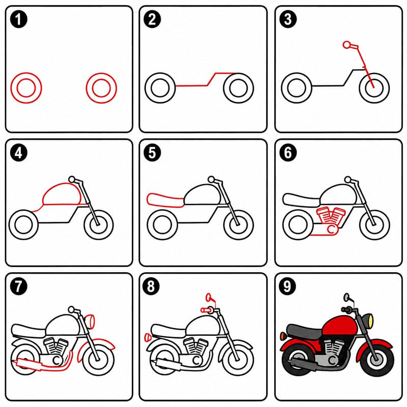 Rotes Motorrad zeichnen ideen