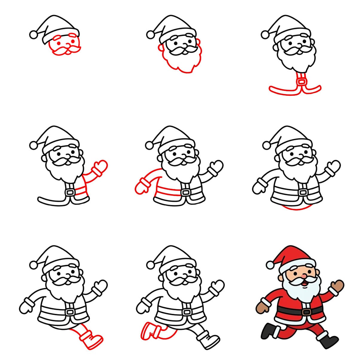 Schnell Weihnachtsmann zeichnen ideen