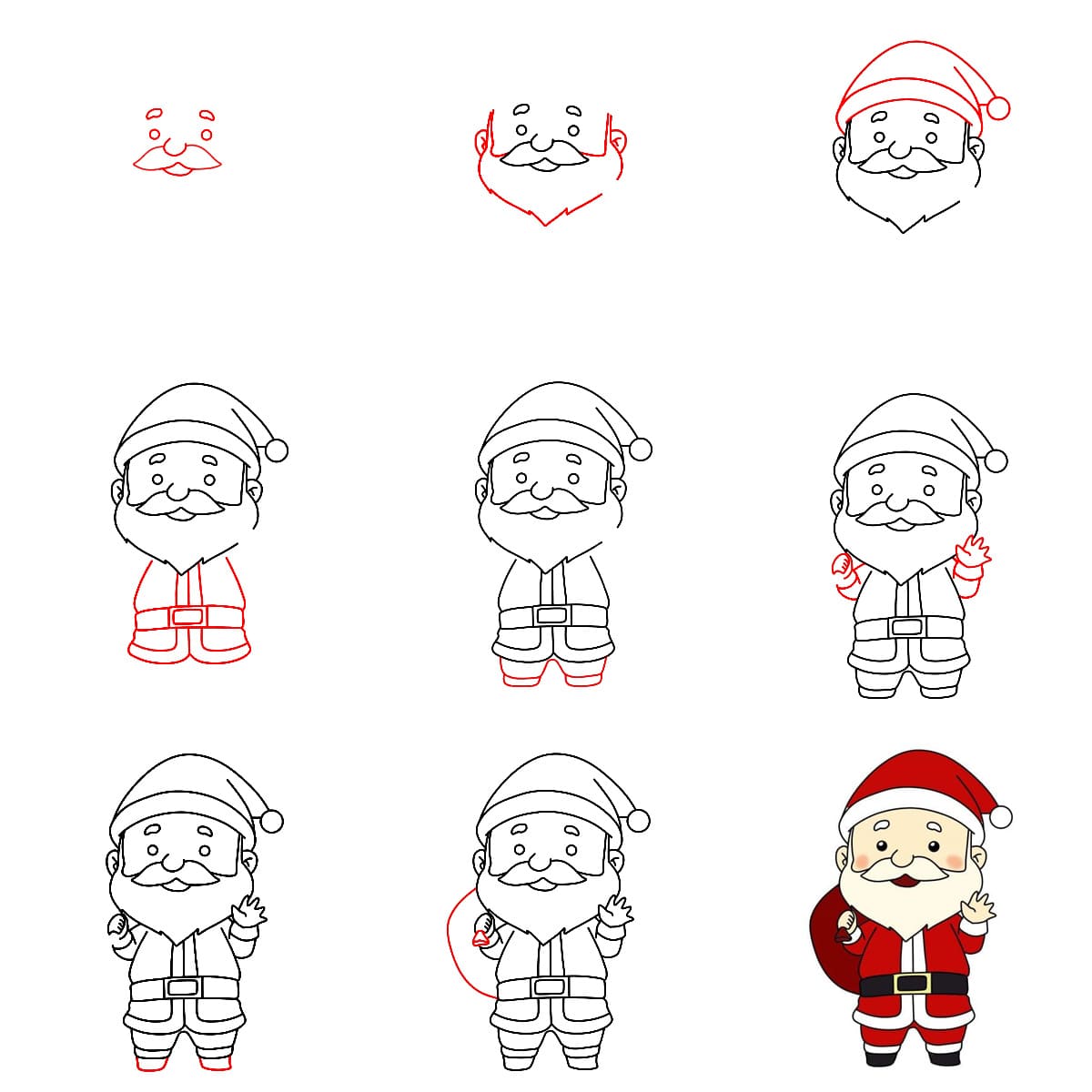 Stehender Weihnachtsmann zeichnen ideen