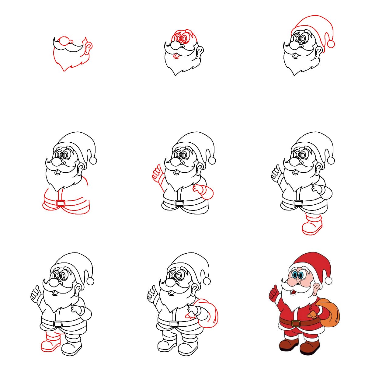 Überrascht Weihnachtsmann zeichnen ideen