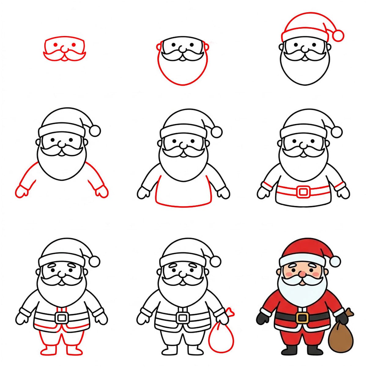 Weihnachtsmann mit Geschenk zeichnen ideen