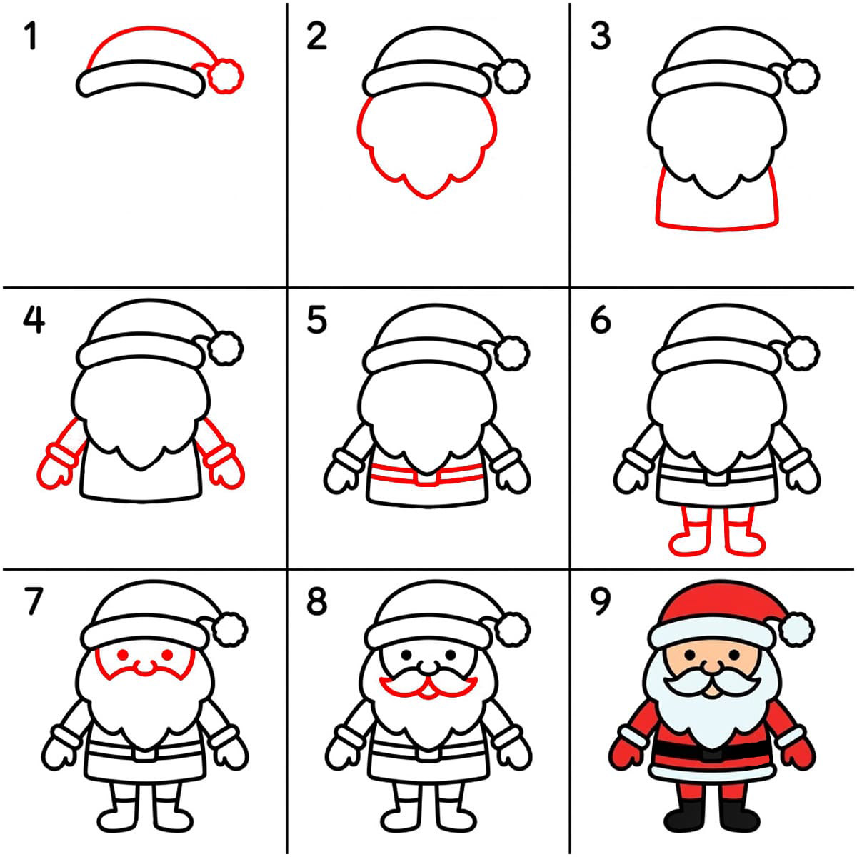 Weihnachtsmann zum Ausdrucken zeichnen ideen