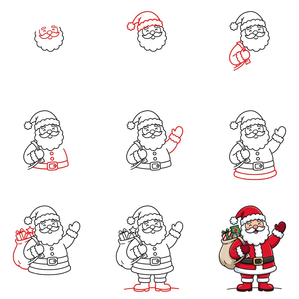 Winkender Weihnachtsmann zeichnen ideen