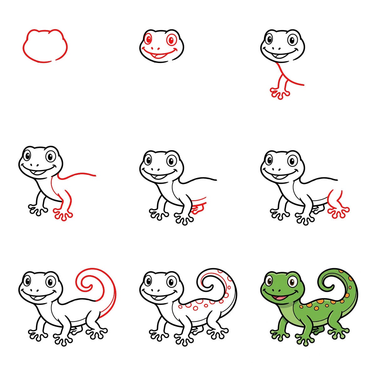 Ausgestreckter Gecko zeichnen ideen